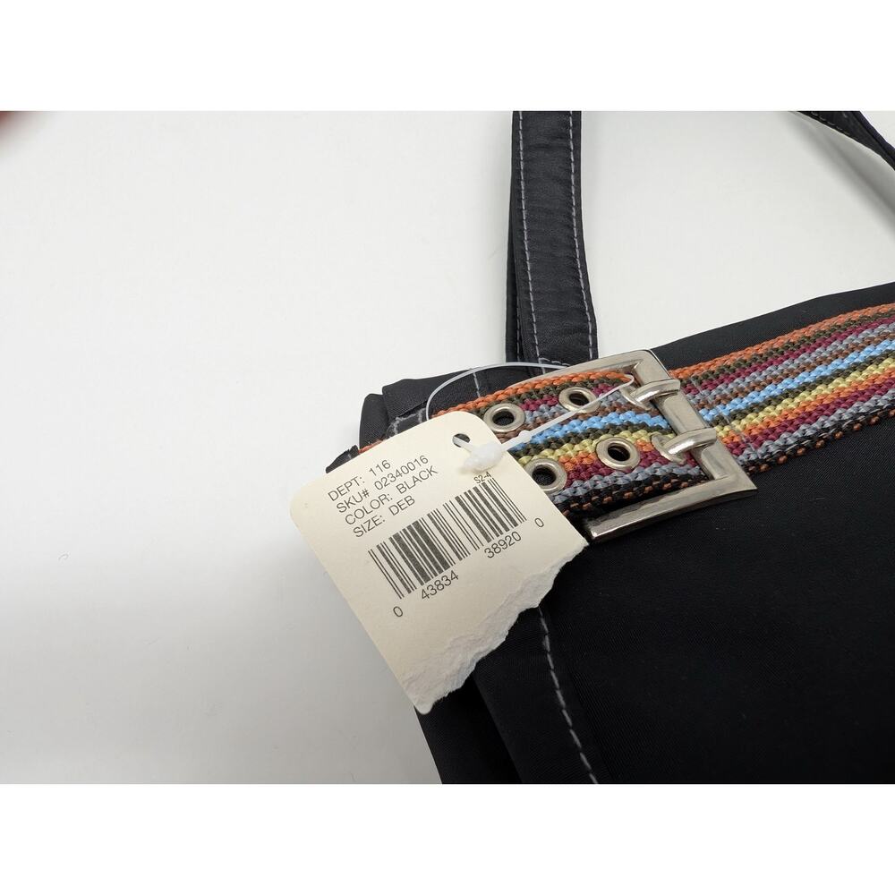 Vintage Y2K Black Rainbow Trim Hand Bag Purse New - Picture 10 of 10